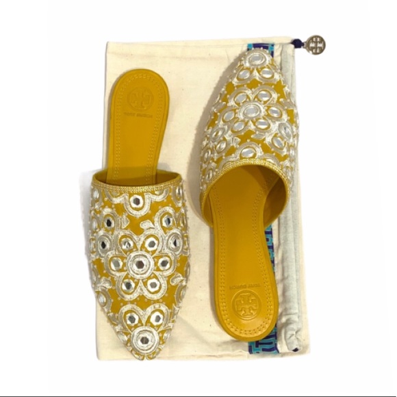 NWT Tory Burch Elora Gold India Mirrored Flats Women’s Size 9.5 - Picture 6 of 8